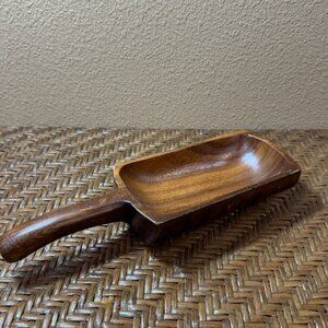 Vintage Monkey Pod Wood Serving Scoop With Handle